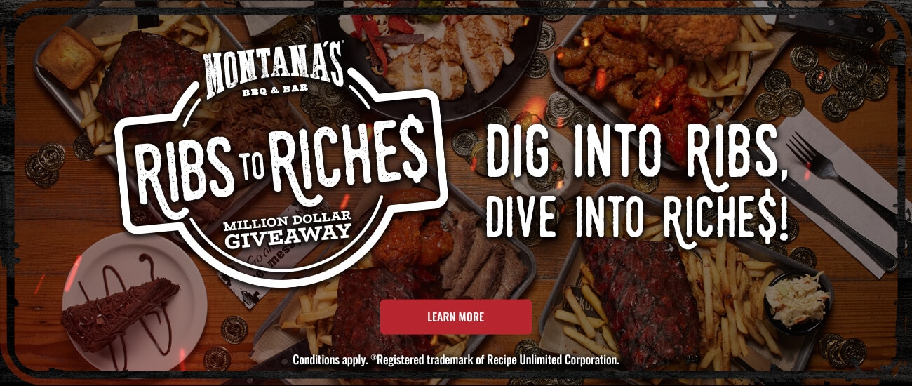 Ribs to Riches Million Dollar Giveaway. Dig into ribs, dive into riches. 